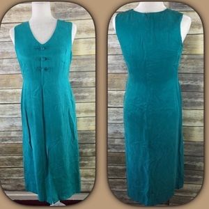 Carole Little Teal Sleeveless Midi Dress